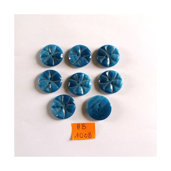 8 Boutons en résine bleu -22mm - AB1008 - Photo n°1