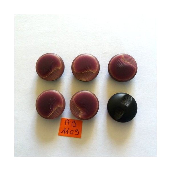 6 Boutons en résine violet - 22mm - AB1109 - Photo n°1