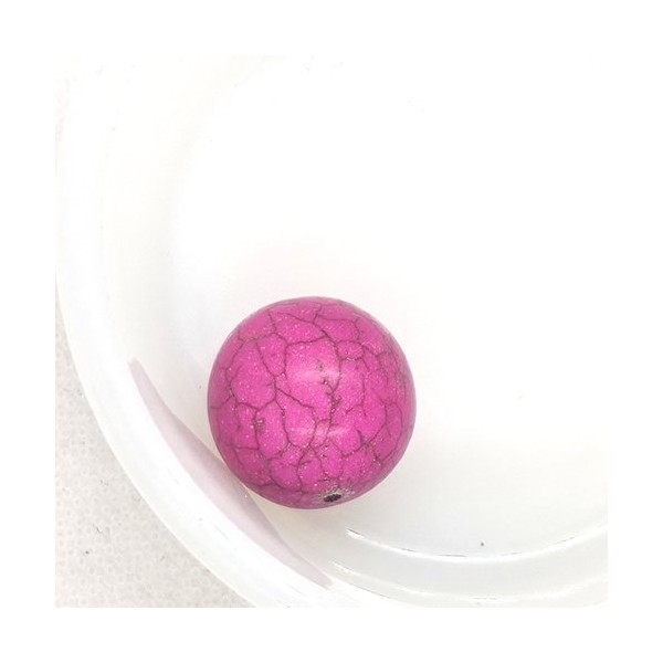 1 Grosse perle - turquoise reconstituée rose fushia - 20mm - Photo n°1