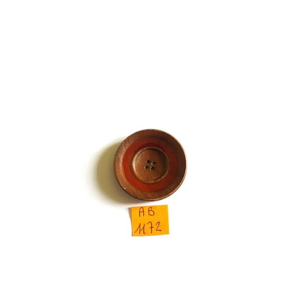 1 Bouton en résine marron et rouge - 34mm - AB1172 - Photo n°1