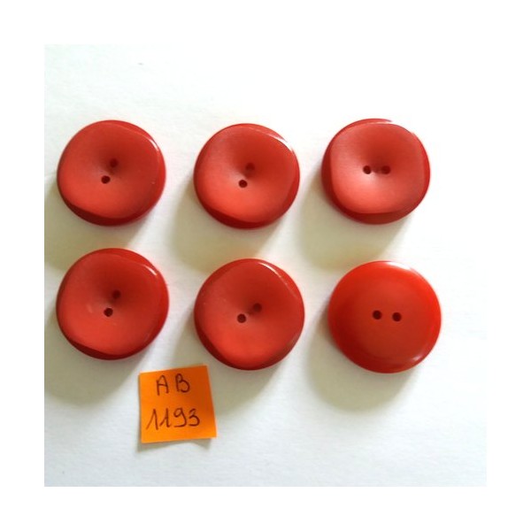 6 Boutons en résine rouge - 27mm - AB1193 - Photo n°1