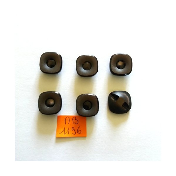 6 Boutons en résine marron - 16x16mm - AB1196 - Photo n°1