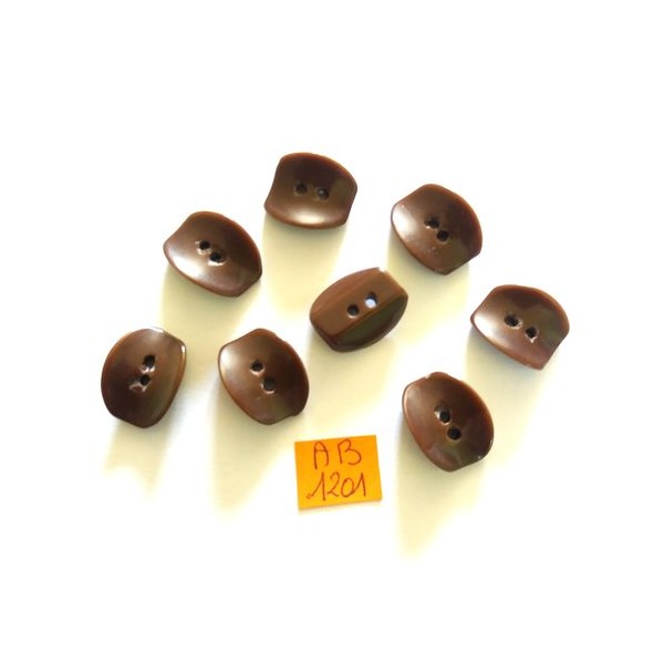 8 Boutons en résine marron - 14x16mm - AB1201 - Photo n°1