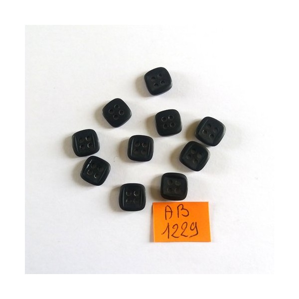 10 Boutons en résine noir - 10x10mm - AB1229 - Photo n°1