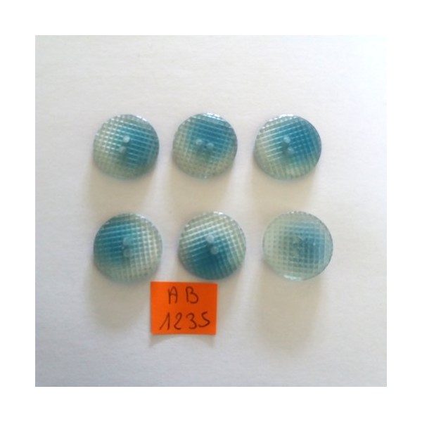 6 Boutons en résine bleu transparent - 21mm - AB1235 - Photo n°1