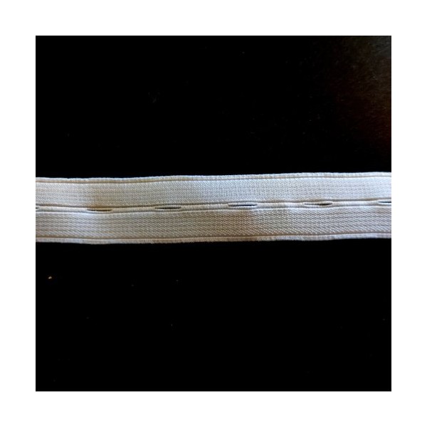 1.86M d' élastique à boutonnière blanc - polyester - 18mm - 1263AB - Photo n°1