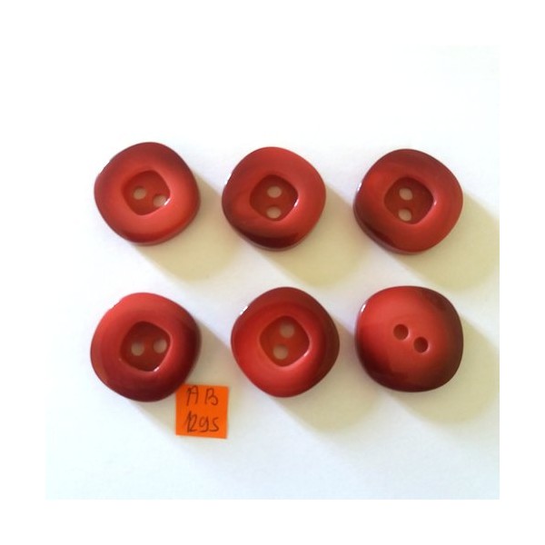 6 Boutons en résine rose/rouge - 26mm - AB1295 - Photo n°1