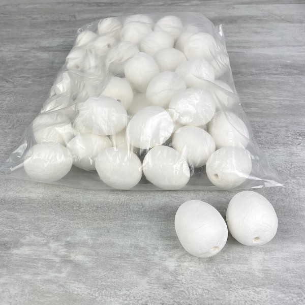Lot de 50 Oeufs de poule de 4 cm en Ouate de cellulose, avec trou de suspension, en coton compressé - Photo n°3