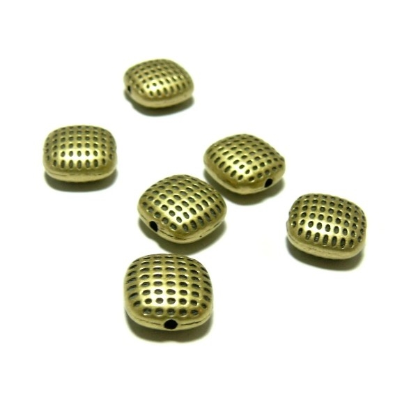 H46353 PAX 20 perles intercalaires Carre picots 10mm métal couleur BRONZE - Photo n°1