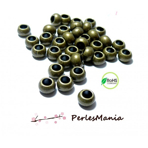 PS1195213 PAX 20 perles intercalaires, RONDELLES 9mm, metal couleur BRONZE - Photo n°1