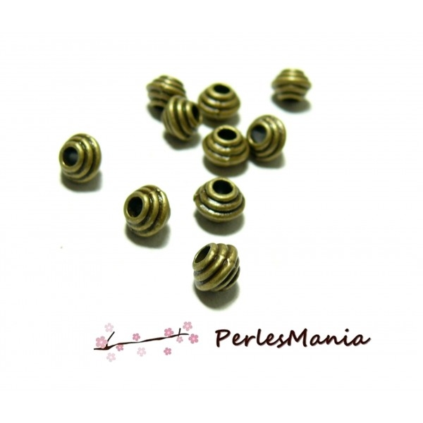 PS1114498 PAX 25 perles intercalaires, passants TOUPIES 6 par 5mm, métal coloris BRONZE - Photo n°1