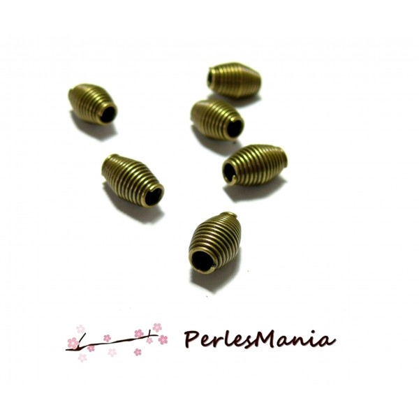 H1129Y PAX 20 pendentifs, perles intercalaire 9 mm, style Oblong Spirales metal couleur Bronze - Photo n°1