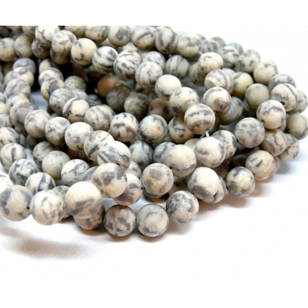 BU11210412153233 Lot 1 fil d'environ 58 perles Rondes 6m Labradorite effet Givre - Photo n°1