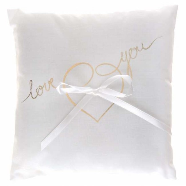 Coussin pour alliances Just Married or - Photo n°1