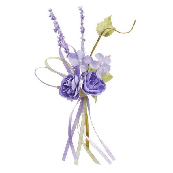 Mini bouquet de fleurs tissu lavande 15cm - Photo n°1