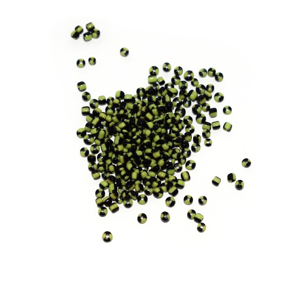 10 g (+/- 875 perles) rocaille 11/0 Tortue (vert/noir) - Photo n°1