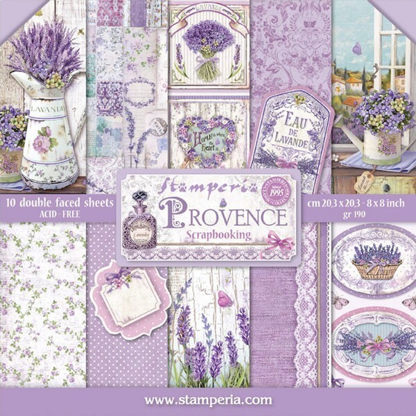 10 papiers scrapbooking 20 x 20 cm STAMPERIA PROVENCE - Photo n°1