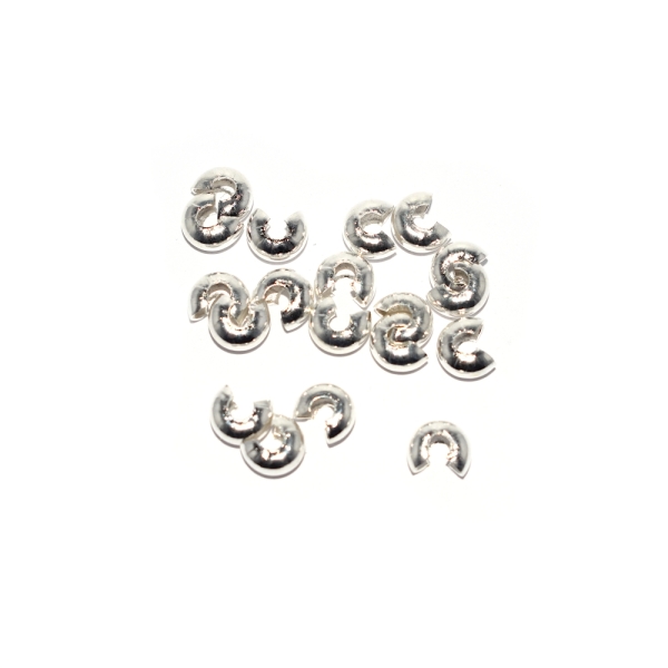 Perles à écraser/cache-noeud argenté 3 mm x10 - Photo n°1