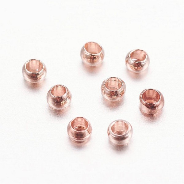 300 PERLES A ECRASER RONDES metal Or Rose diametre 2 mm - creation bijoux perles - Photo n°3