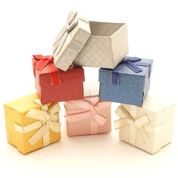 Lot 24 écrins boîtes cadeau pour bagues avec nœud Assortiment - Photo n°2