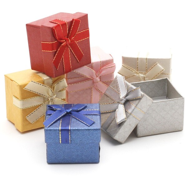 Lot 24 écrins boîtes cadeau pour bagues avec nœud Assortiment - Photo n°1