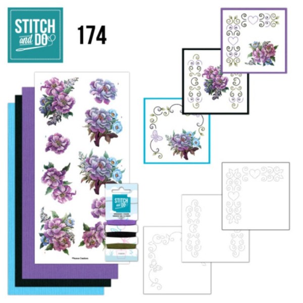Stitch and do 174 - kit Carte 3D broderie - Fleurs gracieuses - Photo n°1