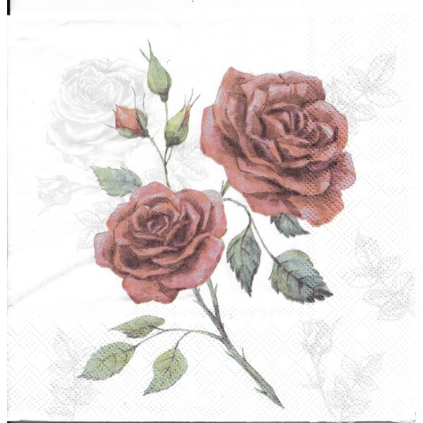 4 Serviettes en papier Roses Grace Vintage Format Lunch Decoupage Decopatch 13316336 Ambiente - Photo n°2