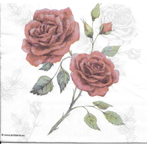 4 Serviettes en papier Roses Grace Vintage Format Lunch Decoupage Decopatch 13316336 Ambiente - Photo n°1