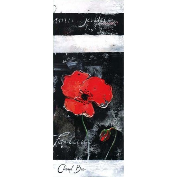 Image 3D Fleur - Fleur rouge et noir bas 20 x 50 cm - Photo n°1
