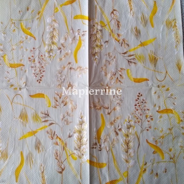 4 serviettes en papier découpage collage 33 cm NATURE FEUILLE N 433 - Photo n°2