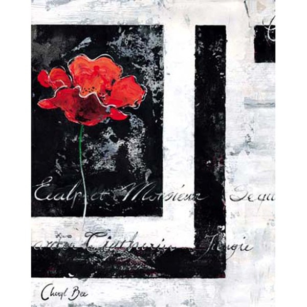 Image 3D Fleur - Fleur rouge et noir milieu 40 x 50 cm - Photo n°1