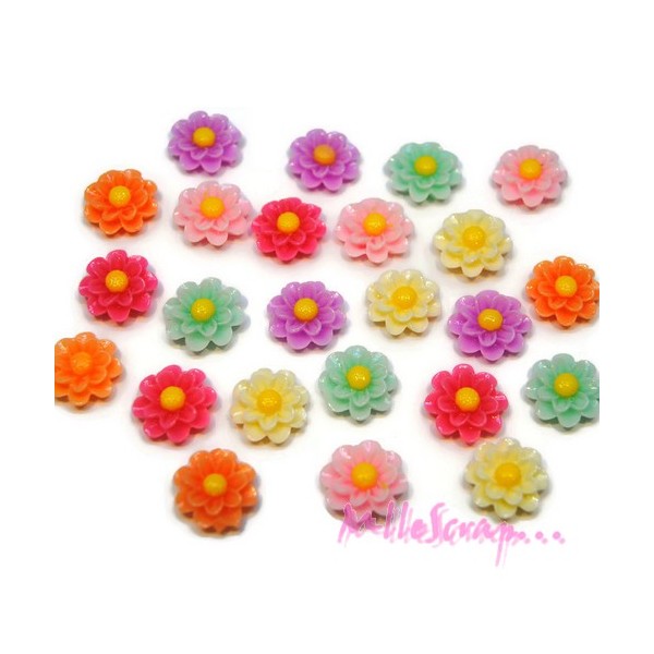 Cabochons fleurs résine multicolore - 24 pièces - Photo n°1