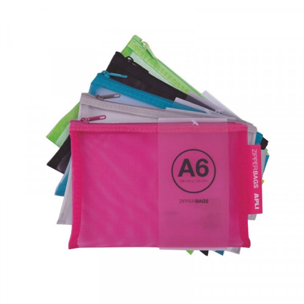 Pochette protège document en nylon A6 assortiment couleur Apli Zipper Bags - Photo n°3
