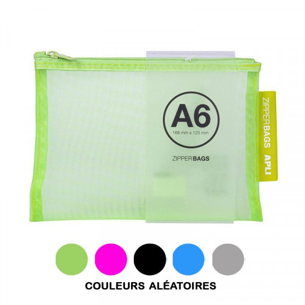 Pochette protège document en nylon A6 assortiment couleur Apli Zipper Bags - Photo n°1