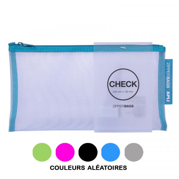 Pochette protège document en nylon chéquier assortiment couleur Apli Zipper Bags - Photo n°1