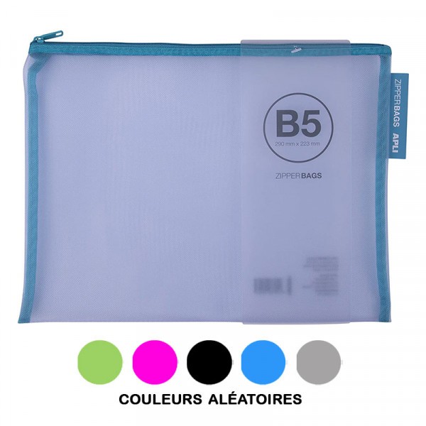 Pochette protège document en nylon B5 290x223mm assortiment couleur Apli Zipper Bags - Photo n°1