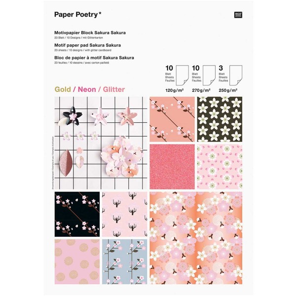 Bloc Papier Scrap Rico Design A4 - Sakura - 23 feuilles - Photo n°1