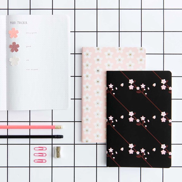 Carnets de notes Sakura Rico Design - Rose et Noir - 14,5 x 21 cm - 2 pcs - Photo n°4