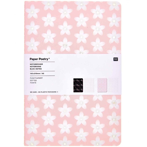 Carnets de notes Sakura Rico Design - Rose et Noir - 14,5 x 21 cm - 2 pcs - Photo n°1