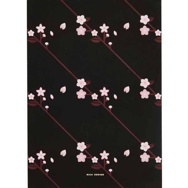 Bloc notes Sakura Rico Design - Noir - 14,8 x 21 cm - 50 pages - Photo n°1