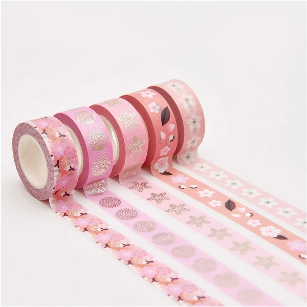 Set de masking tape Sakura - Sakura - 1,5 x 10 m - 5 pcs - Photo n°2