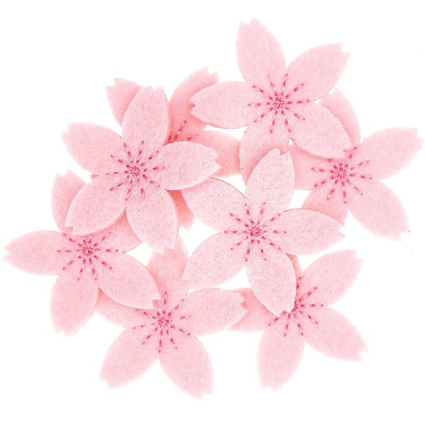 Mini formes en feutrine Sakura - Fleurs de cerisier - Rose Pastel - 3,5 cm - 8 pcs - Photo n°1