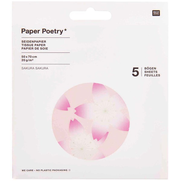 Papier de soie fleurs - Sakura - 50 x 70 cm - 5 pcs - Photo n°1