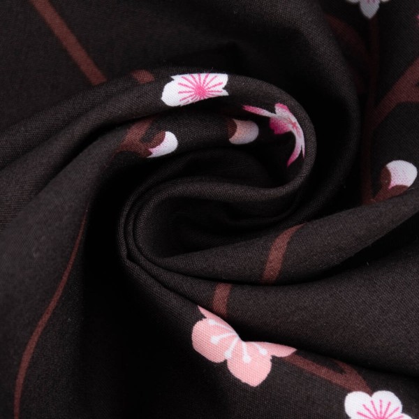 Tissu coton Sakura Rico Design - Noir - Branche de cerisier - Vendu par 10 cm - Photo n°1