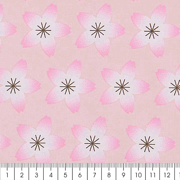 Tissu coton Sakura Rico Design - Rose Pastel - Fleurs de cerisier - Vendu par 10 cm - Photo n°3