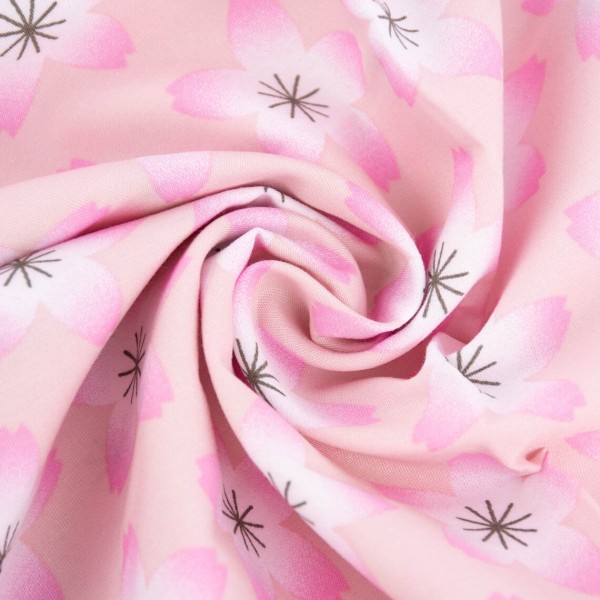 Tissu coton Sakura Rico Design - Rose Pastel - Fleurs de cerisier - Vendu par 10 cm - Photo n°1