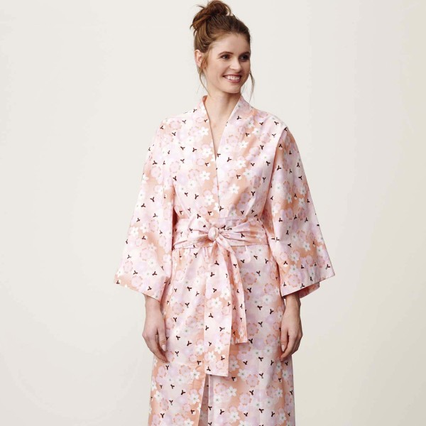 Tissu coton Sakura Rico Design - Rose et Pêche - Fleurs de cerisier - Vendu par 10 cm - Photo n°2