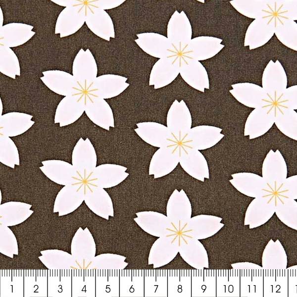Tissu coton Sakura Rico Design - Vert Olive - Fleurs de cerisier - Vendu par 10 cm - Photo n°3