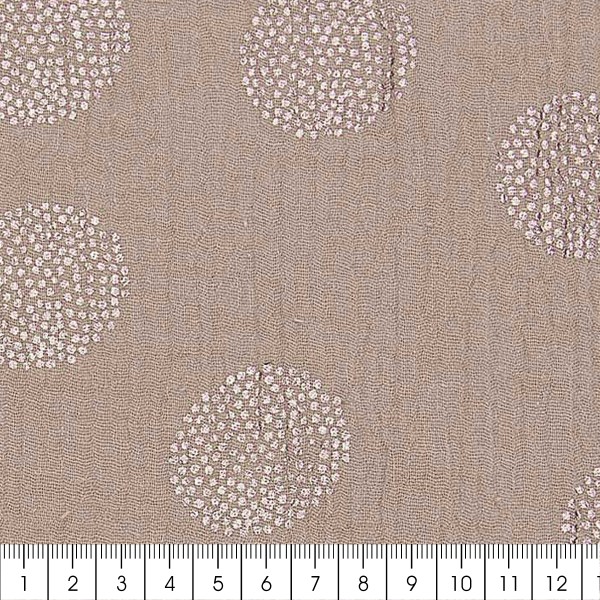 Tissu double gaze de coton Sakura Rico Design - Taupe détail Foil - Par 10 cm - Photo n°3