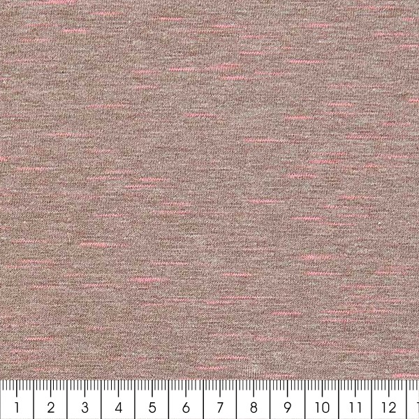 Tissu Jersey chiné Sakura Rico Design - Taupe / Rose - Vendu par 10 cm - Photo n°3